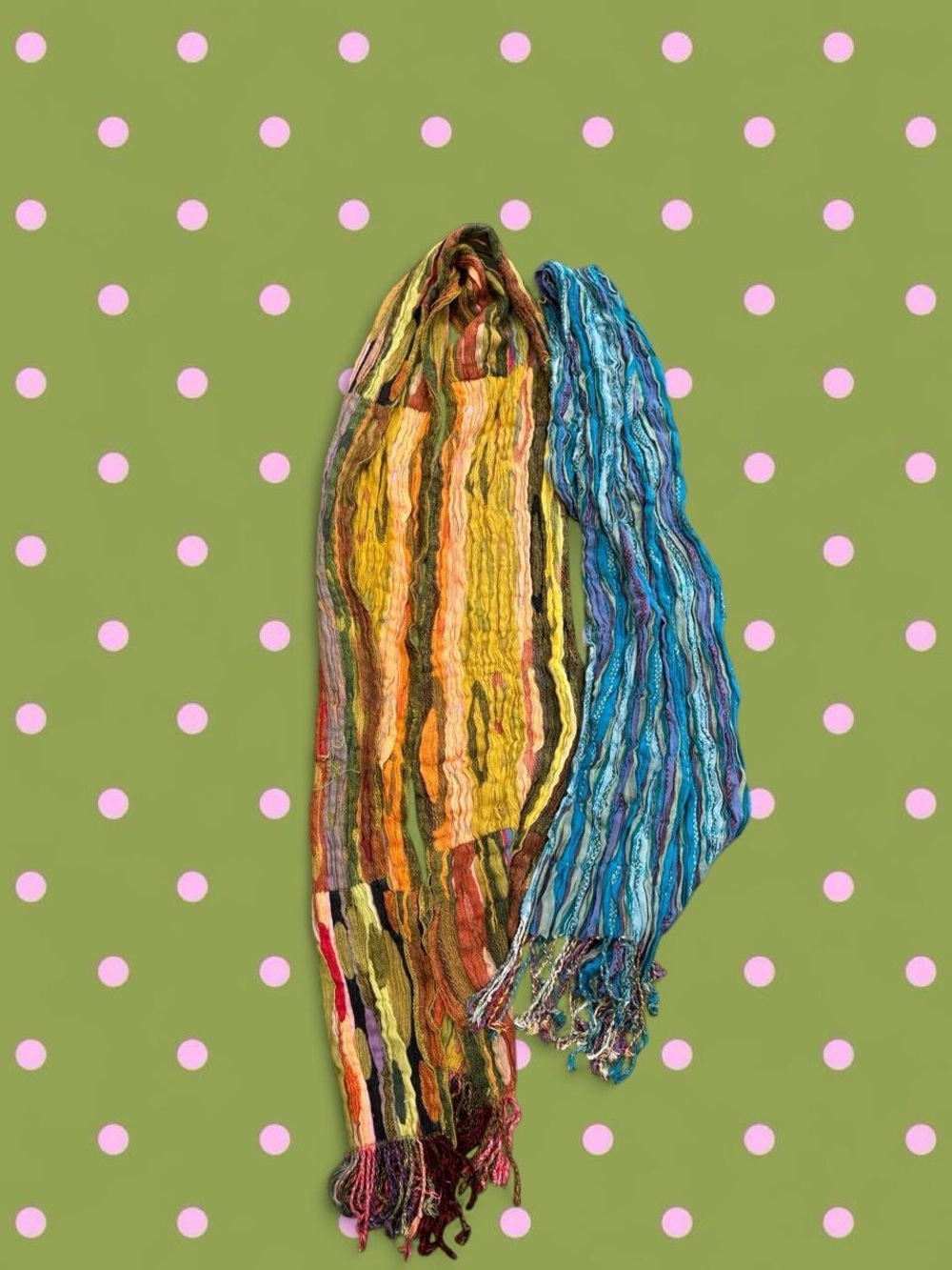 Multicolor Striped Decorative Throw Scarf - Yellow and Blue